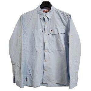 Simms Fishing Shirt Mens XXL Blue Long Sleeve Button Up Ripstop Ventilated Back*